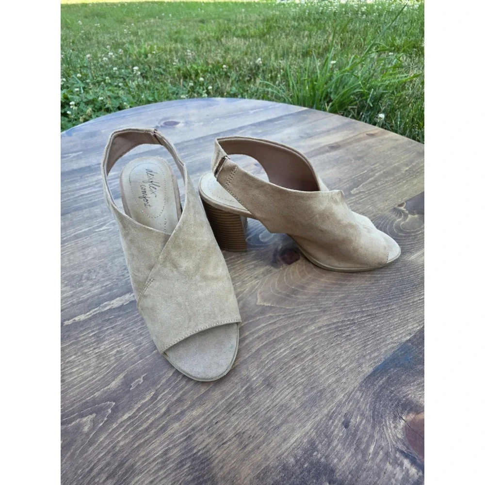 NEW Dexflex Comfort Open Toe Faux Suede Slingback Block Heel Size 8 #6430844